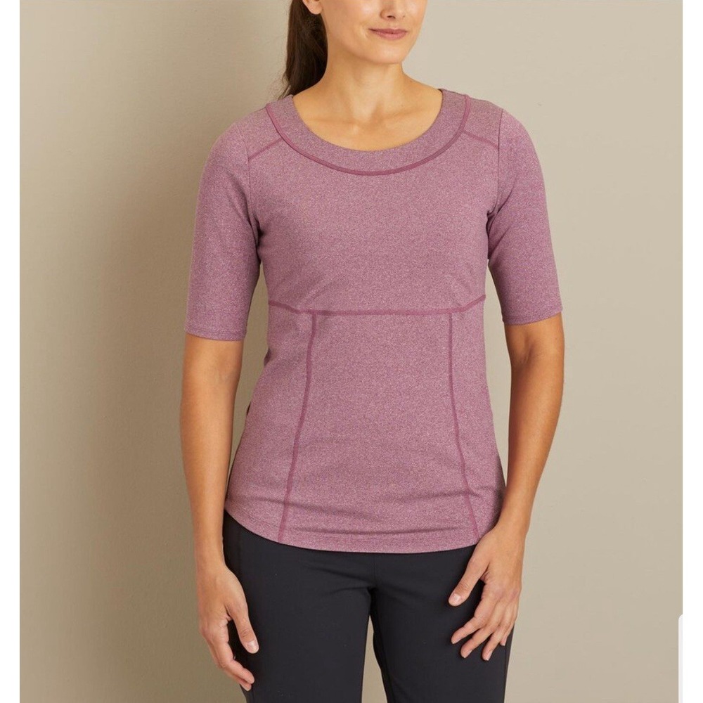 Duluth Trading Co Women's Grow Getter Elbow Sleeve Shirt Berry Sz M